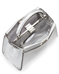 Fendi Peekaboo Mini Satchel Bag Silver