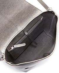Brunello Cucinelli Small Mattemetallic Flap Messenger Bag With Monili Graphite