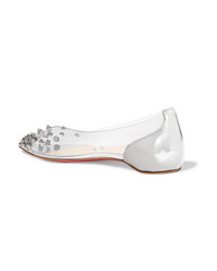 Christian Louboutin Collaclou Spiked Pvc And Mirrored Leather Point Toe Flats