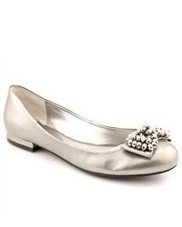 Marc Fisher Keates Silver Faux Leather Flats Shoes