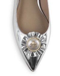 Tory Burch Melody Metallic Leather Point Toe Flats