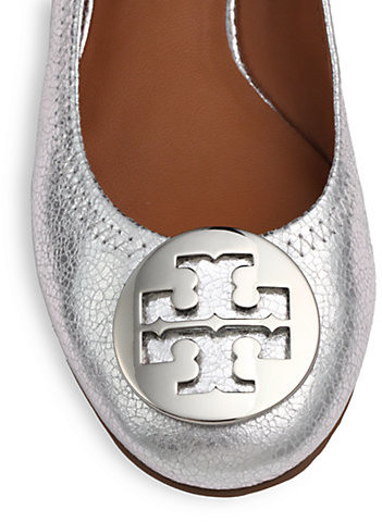 Tory Burch Reva Crackled Metallic Leather Ballet Flats, $235 | Saks Fifth  Avenue | Lookastic