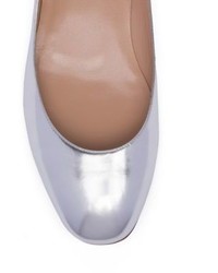 Valentino Tan Go Metallic Leather Ankle Strap Ballet Flats