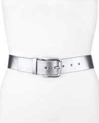 Neiman Marcus Metallic Leather Belt Silver