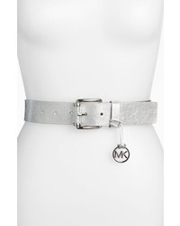 MICHAEL Michael Kors Michl Michl Kors Logo Charm Metallic Leather Belt