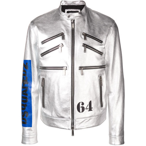 Silver leather jacket outlet mens