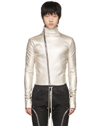 Rick Owens Silver Gary Leather Jacket