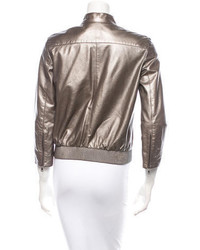 Prada Metallic Leather Bomber Jacket