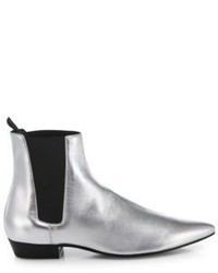 Saint Laurent Metallic Leather Ankle Boots