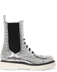 Dolce & Gabbana Metallic Leather Boots Silver