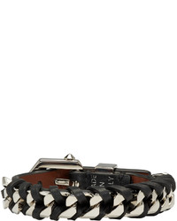 Givenchy Black Silver Leather Chain Bracelet