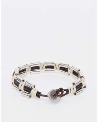 Asos Brand Leather Bracelet With Metal Beads
