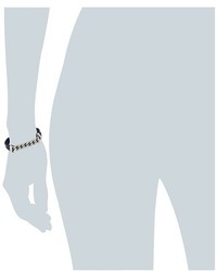 Steve Madden Stainless Steel Curb Chain W Blue Braided Leather Bracelet Bracelet