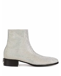 Dolce & Gabbana Crystal Embellished Leather Ankle Boots