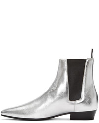 Saint Laurent Silver Devon Chelsea Boots