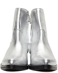 Ernest W. Baker Silver Leather Western Boots