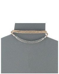 Lucky Brand Leather Choker With Hardware Necklace Necklace