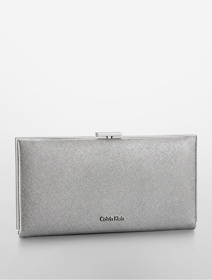 Klein Clea Saffiano Leather Framed Continental Clutch, | Calvin | Lookastic