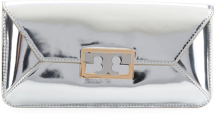 Unemployed output front Tory Burch Gigi Metallic Clutch Bag Silver, $250 | Neiman Marcus | Lookastic