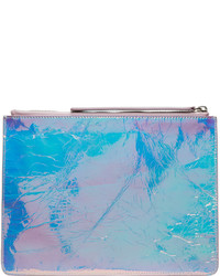 Kara Iridescent Crinkled Leather Zip Pouch
