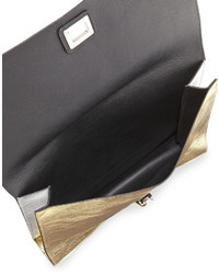 Proenza Schouler Large Metallic Lunch Bag Clutch Silvergold