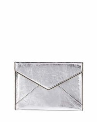 Rebecca Minkoff Leo Metallic Envelope Clutch Bag Silver