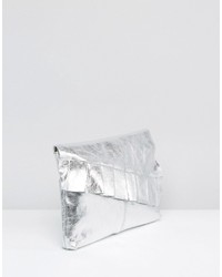 Asos Metallic Leather Ruffle Clutch Bag