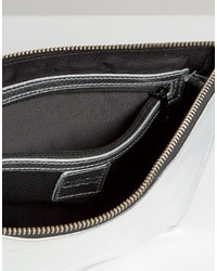 Asos Metallic Leather Zip Top Clutch Bag