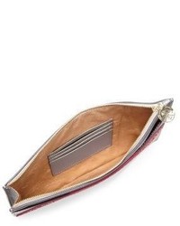 Charlotte Olympia Pouty Metallic Leather Glitter Pouch
