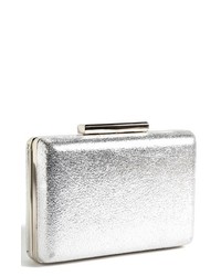 ROYALE CHIC Metallic Leather Box Clutch Distressed Silver
