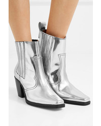 Ganni Callie Metallic Leather Ankle Boots