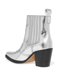 Ganni Callie Metallic Leather Ankle Boots