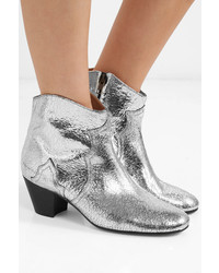 Isabel Marant Dicker Metallic Cracked Leather Ankle Boots