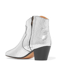 Isabel Marant Dicker Metallic Cracked Leather Ankle Boots