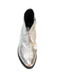 Golden Goose Deluxe Brand Gold And Silver Metallic Young Leather Cowboy Boots