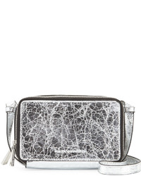 French Connection Amy Foiled Faux Leather Crossbody Bag Silver