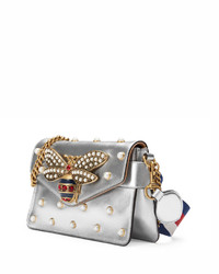 Gucci Broadway Pearly Bee Shoulder Bag Silver