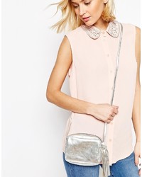 Asos Collection Metallic Leather Cross Body Bag With Tassel