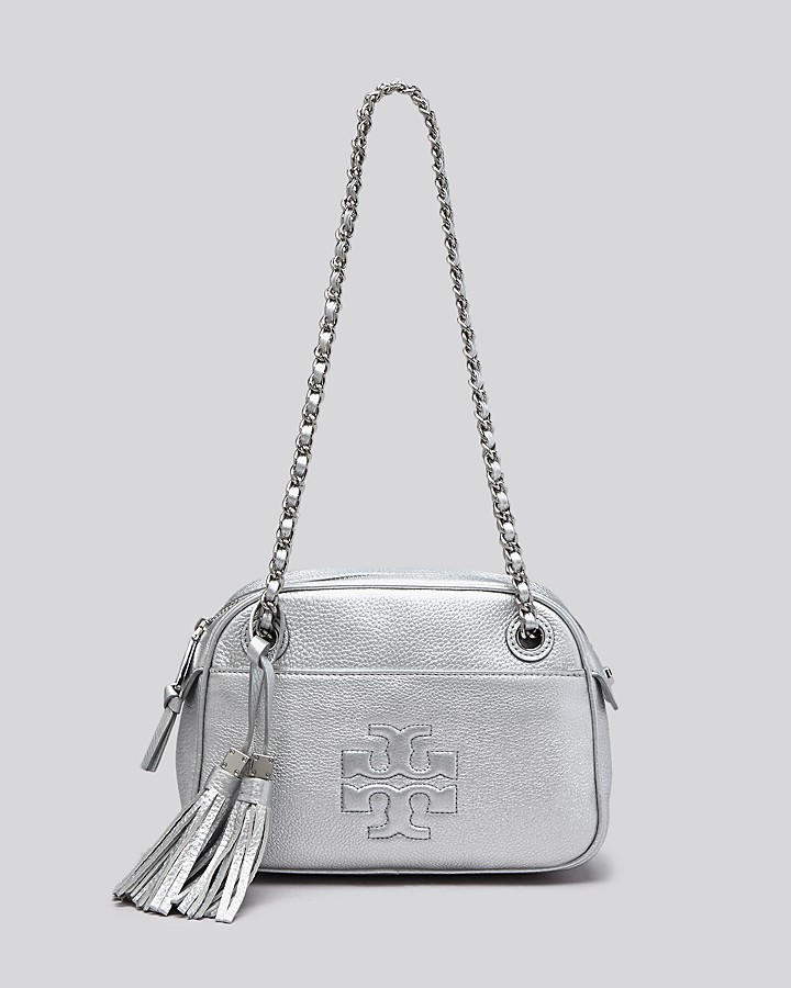 Silver Thea Chain Leather Crossbody Bag