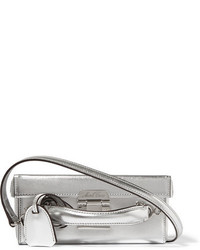 MARK CROSS Grace Small Metallic Textured Leather Shoulder Bag Silver