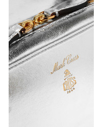 MARK CROSS Laura Baby Metallic Textured Leather Shoulder Bag Silver