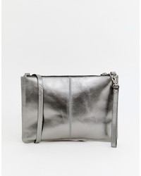 Warehouse Leather Across Body Bag In Pewter