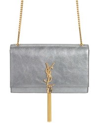 Saint Laurent Medium Kate Tassel Metallic Calfskin Leather Crossbody Bag