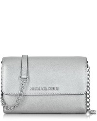 Michael Kors Silver Jet Set Travel Medium Saffiano Leather Tote, Best  Price and Reviews