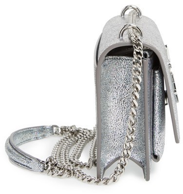 SAINT LAURENT Mini Sunset Crackle Metallic Silver Glitter Leather Crossbody  Bag