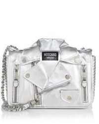 MOSCHINO PILL PACK METALLIC FAUX LEATHER BAG