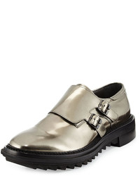 Silver Leather Double Monks