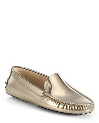 Tod's Metallic Patent Leather Driver Moccasins