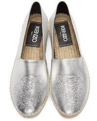 Kenzo Silver Leather Tiger Espadrilles