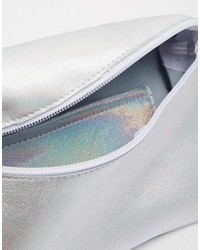 American Apparel Leather Fanny Pack In Metallic Silver